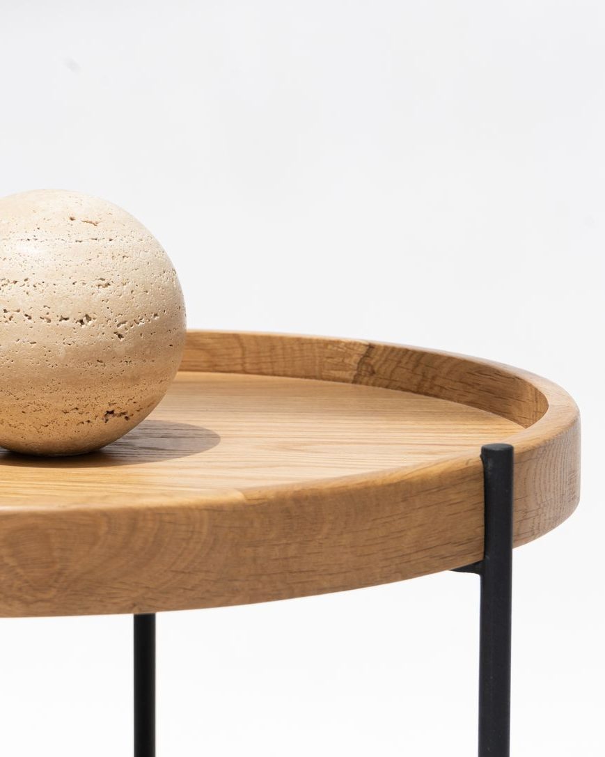 Round Oak Tray Table